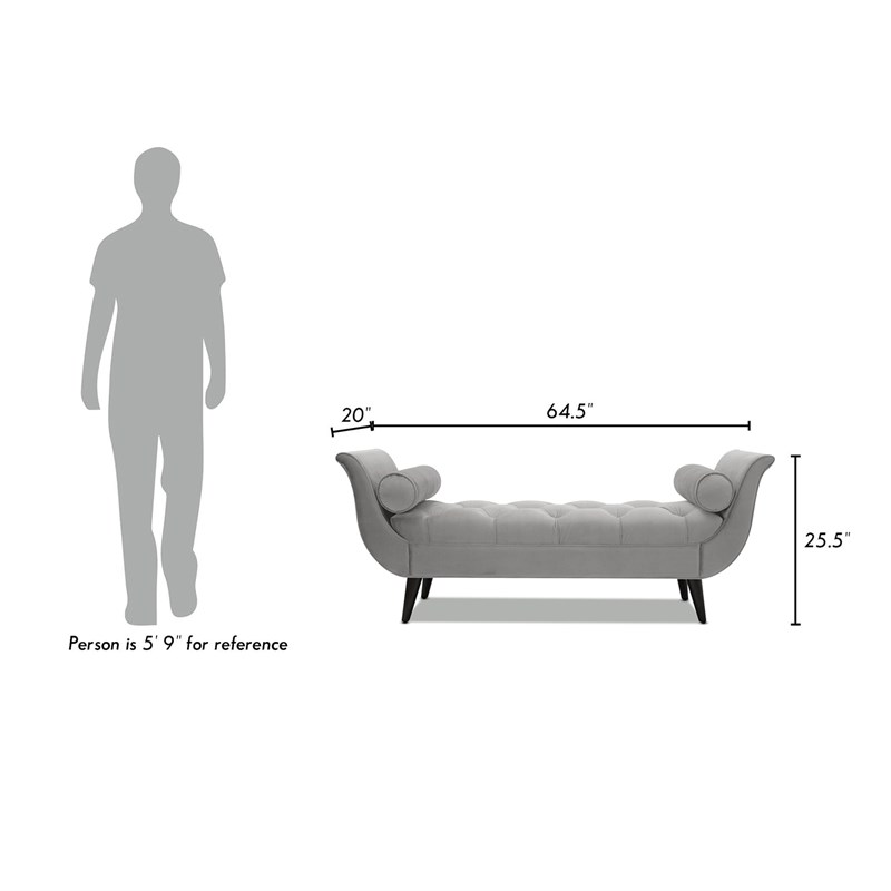 Pemberly Row Modern Tufted Flared Arm Entryway Bench Opal Gray