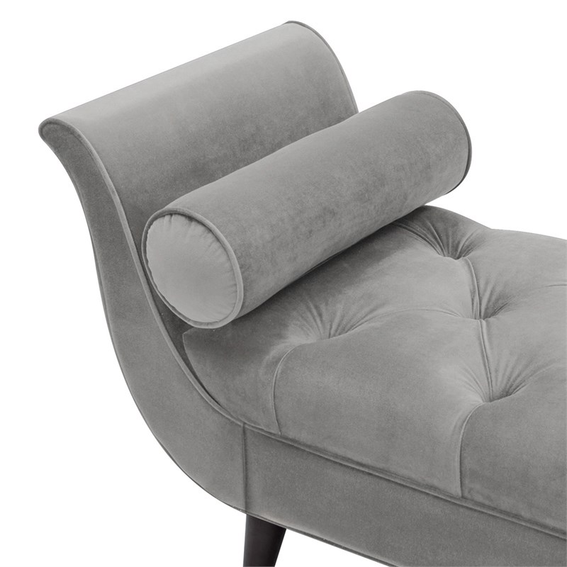 Pemberly Row Modern Tufted Flared Arm Entryway Bench Opal Gray