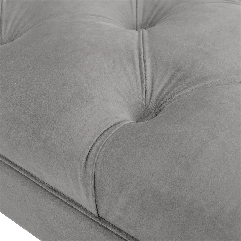 Pemberly Row Modern Tufted Flared Arm Entryway Bench Opal Gray