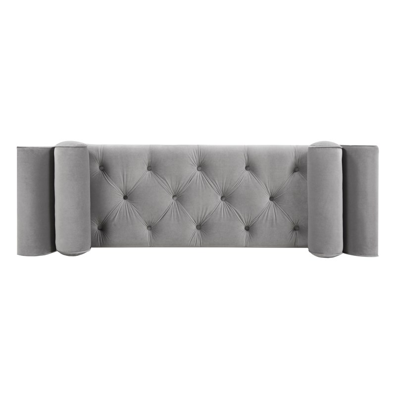 Pemberly Row Modern Tufted Flared Arm Entryway Bench Opal Gray