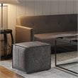 Pemberly Row Boho Square Pouf in Distressed Black Faux Leather