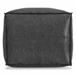 Pemberly Row Boho Square Pouf in Distressed Black Faux Leather