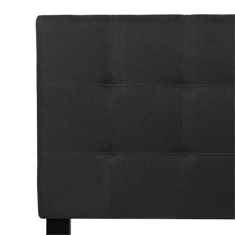 Pemberly Row Contemporary Queen Fabric Panel Headboard in Black