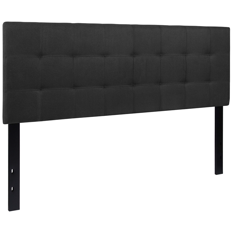 Pemberly Row Contemporary Queen Fabric Panel Headboard in Black
