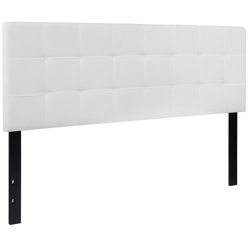 Pemberly Row Contemporary Queen Fabric Panel Headboard in White