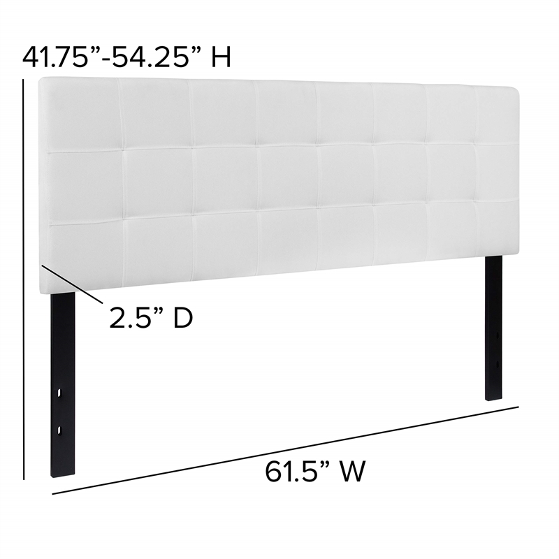 Pemberly Row Contemporary Queen Fabric Panel Headboard in White
