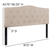Pemberly Row Contemporary Tufted Queen Panel Headboard in Beige