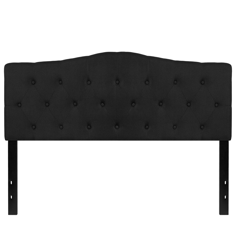 Pemberly Row Contemporary Tufted Queen Panel Headboard in Black