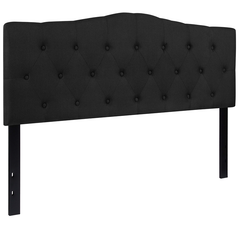 Pemberly Row Contemporary Tufted Queen Panel Headboard in Black