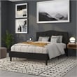 Pemberly Row Contemporary Tufted Queen Panel Headboard in Black