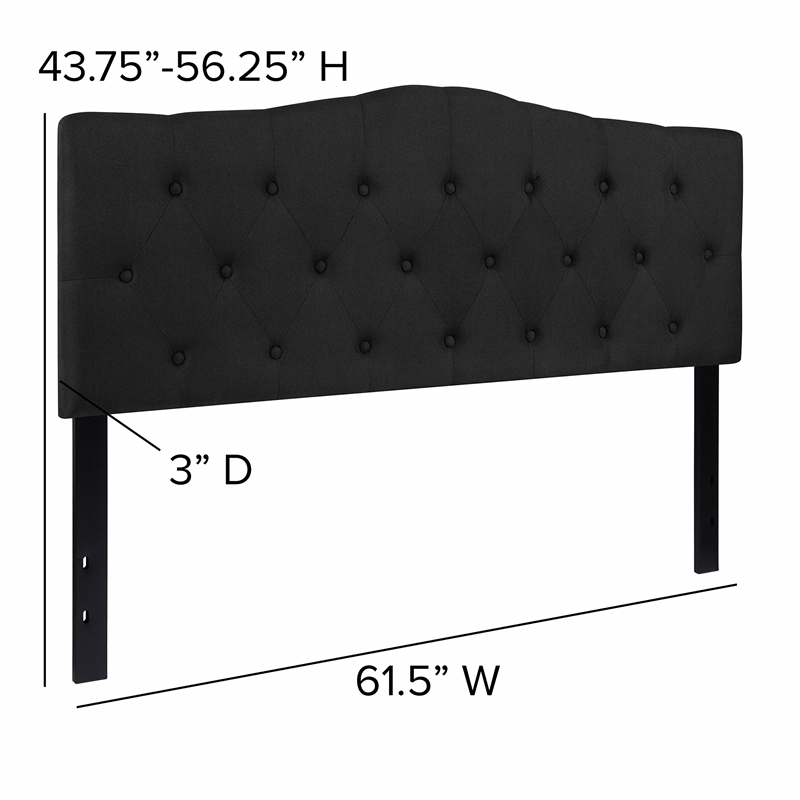 Pemberly Row Contemporary Tufted Queen Panel Headboard in Black