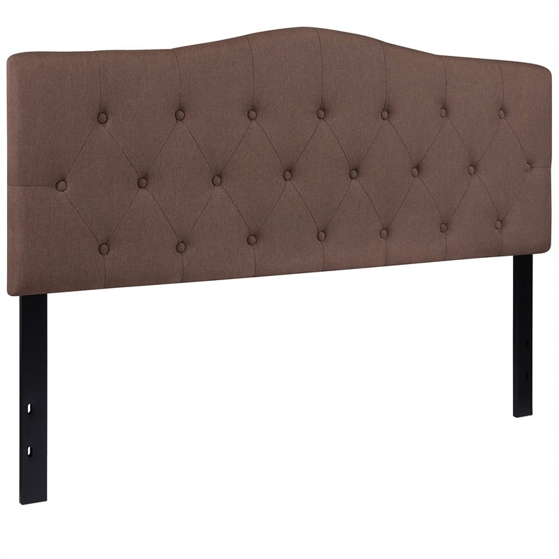 Pemberly Row Contemporary Tufted Queen Panel Headboard in Camel