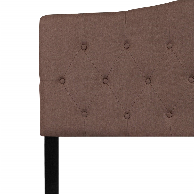 Pemberly Row Contemporary Tufted Queen Panel Headboard in Camel
