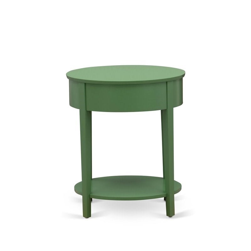 Pemberly Row Contemporary Asian Wood Nightstand in Clover Green