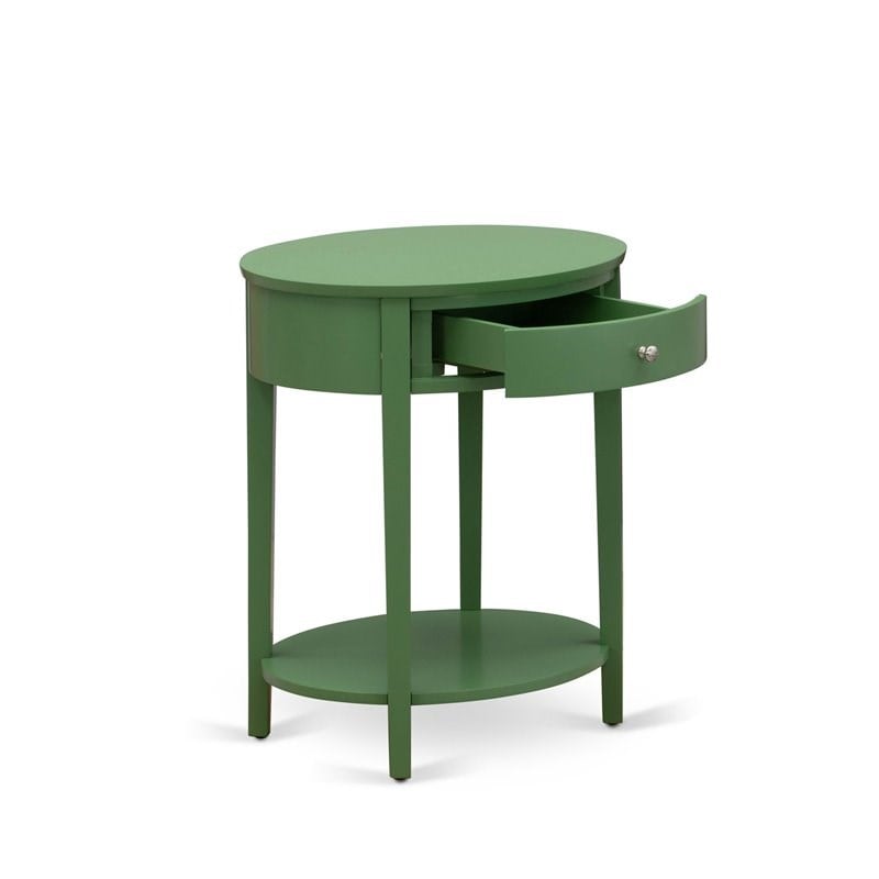 Pemberly Row Contemporary Asian Wood Nightstand in Clover Green
