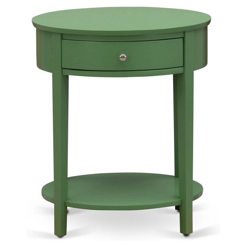 Pemberly Row Contemporary Asian Wood Nightstand in Clover Green