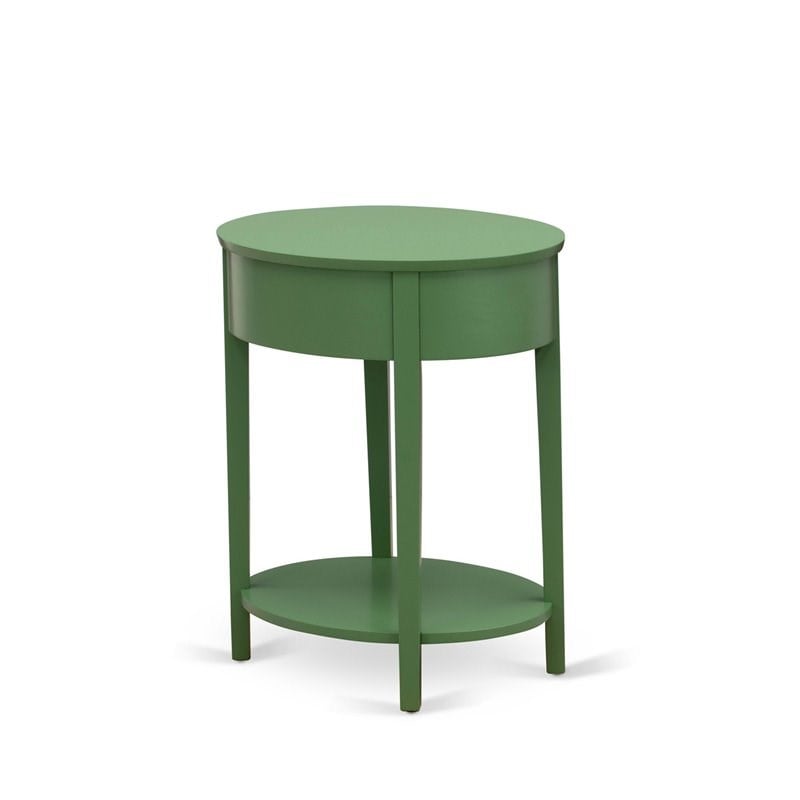 Pemberly Row Contemporary Asian Wood Nightstand in Clover Green