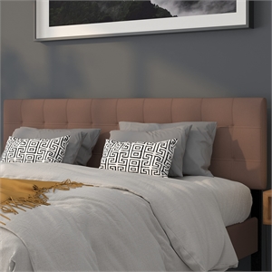 Pemberly Row Modern King Fabric Panel Headboard in Camel Fabric