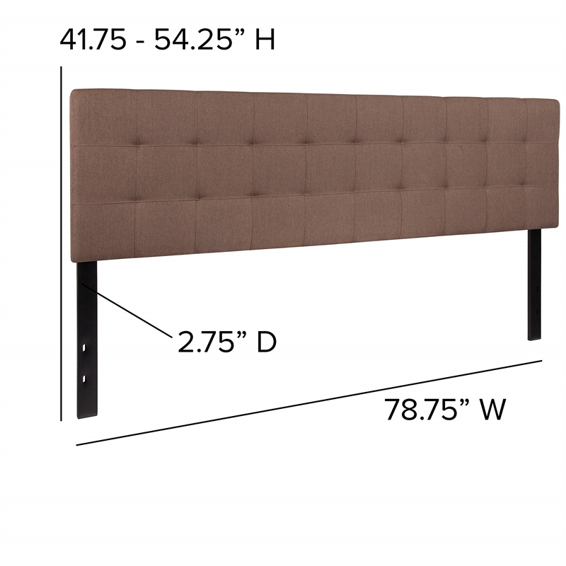 Pemberly Row Modern King Fabric Panel Headboard in Camel Fabric