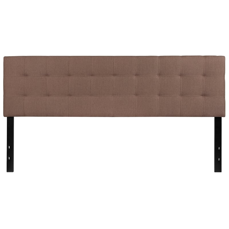 Pemberly Row Modern King Fabric Panel Headboard in Camel Fabric