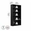 Pemberly Row Modern Universal 5 Shelf Bookcase in Classic Black