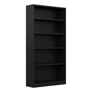 Pemberly Row Modern Universal 5 Shelf Bookcase in Classic Black