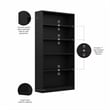 Pemberly Row Modern Universal 5 Shelf Bookcase in Classic Black