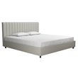 Pemberly Row Modern Upholstered Bed in King in Light Gray Linen