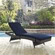 Pemberly Row Aluminum Rattan Fabric Patio Chaise in Canvas/Navy