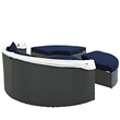 Pemberly Row Aluminum Rattan Fabric Patio Daybed in Canvas/Navy