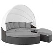 Pemberly Row Aluminum Rattan Fabric Patio Daybed in Canvas/Gray