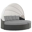 Pemberly Row Aluminum Rattan Fabric Patio Daybed in Canvas/Gray