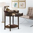 Pemberly Row Asian Wood Nightstand in Distressed Jacobean Brown