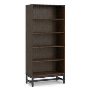 Pemberly Row Hardwood & Metal 66x30&quot Open Shelf Bookcase in Walnut Brown