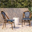Pemberly Row Modern Paris Rattan Chairs in Navy/White (Set of 2)