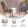 Pemberly Row Modern Paris Rattan Chairs in Navy/White (Set of 2)