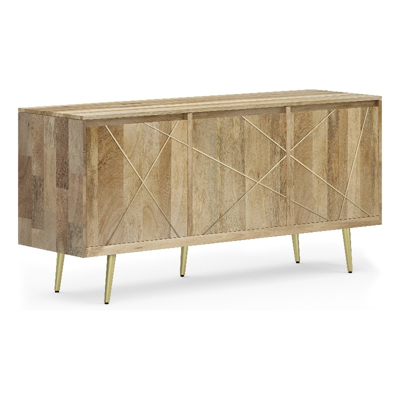 Pemberly Row Contemporary Solid Wood Sideboard Buffet in Natural