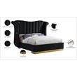 Pemberly Row Contemporary Solid Wood and Velvet King Bed in Black