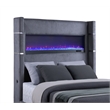 Pemberly Row Wingback Upholstered Fabric Queen Fireplace Bed Gray