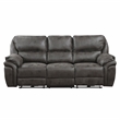 Pemberly Row Modern Microfiber Power Double Reclining Sofa in Gray