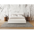 Pemberly Row Upholstered Platform Queen Bed in White Boucle Fabric