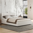 Pemberly Row Upholstered Platform Queen Bed in White Boucle Fabric
