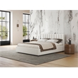Pemberly Row Upholstered Platform Queen Bed in White Boucle Fabric