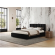Pemberly Row Upholstered Platform Queen Bed in Black Boucle Fabric