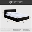Pemberly Row Upholstered Platform Queen Bed in Black Boucle Fabric