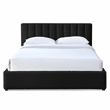 Pemberly Row Upholstered Platform Queen Bed in Black Boucle Fabric