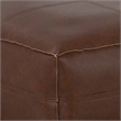 Pemberly Row Boho Square Pouf in Distressed Dark Brown Faux Leather