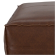 Pemberly Row Boho Square Pouf in Distressed Dark Brown Faux Leather