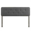 Pemberly Row Tufted King Fabric and Wood Headboard in Gray/Charcoal