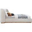 Pemberly Row Rich Cream Boucle Fabric King Bed in Natural Oak Finish